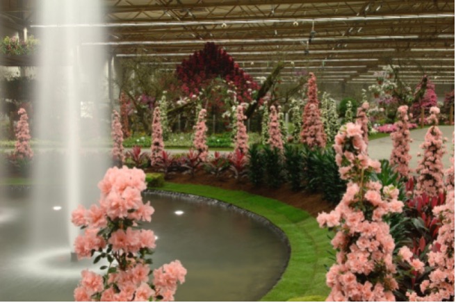 Foto Floraliën in Expo 2005 Grote hal van Flanders Expo tijdens de Floraliën van 2005 ©Jo De Rammelaere.